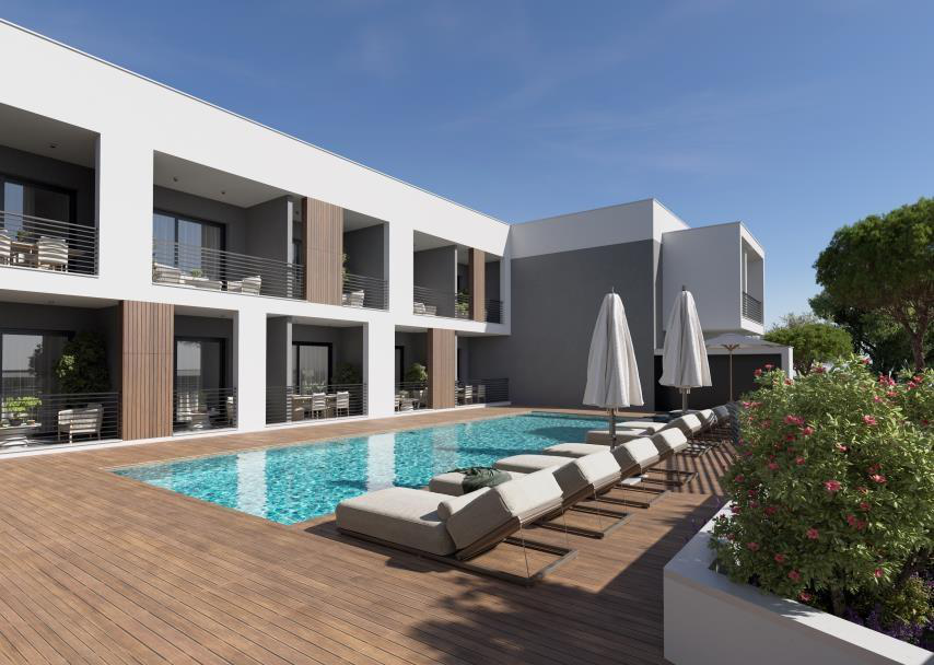 Oasis Sun courtyard and pool architectural render